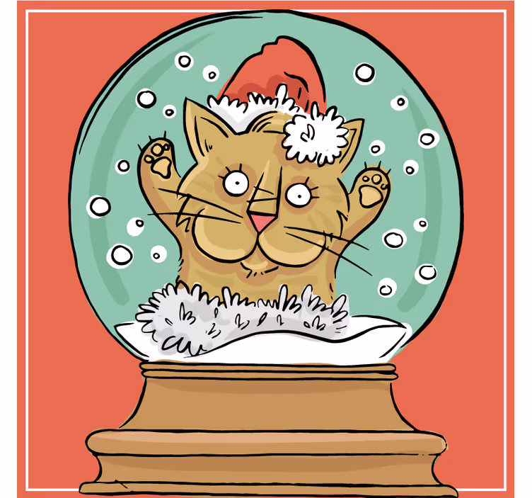 Jule bordskåner med festlige katte sneglobe - TenStickers