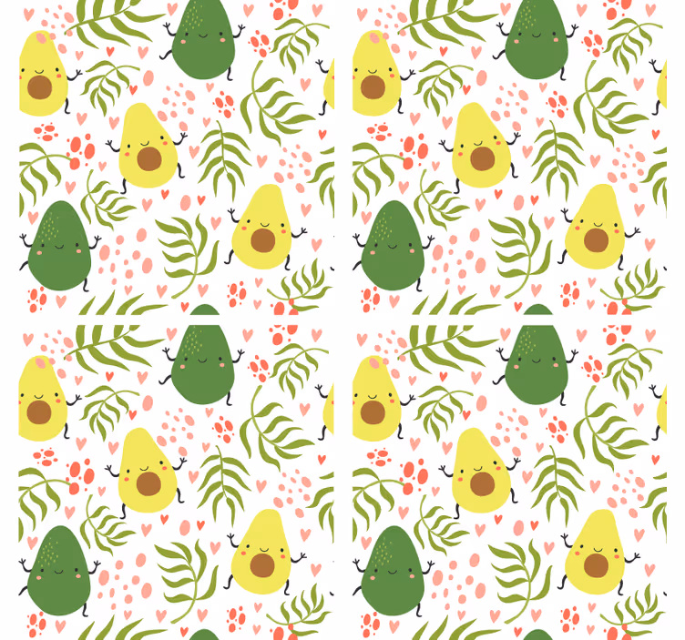 Skør coaster med sødt avocado mønster - TenStickers