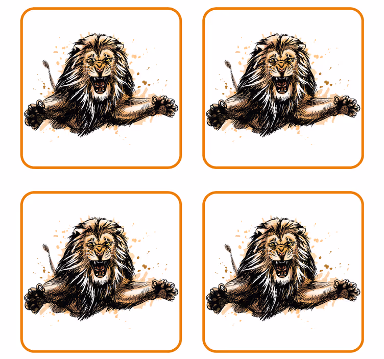 Voldsom løve illustration vintage coaster - TenStickers