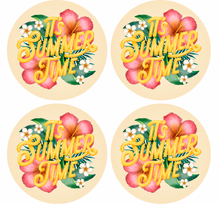 Tekst coaster floral sommercitat - TenStickers