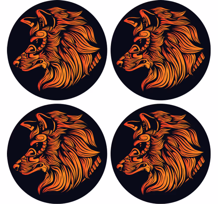 Vintage coaster med vild ulv profil - TenStickers
