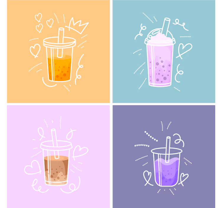 Moderne coaster med farverige drikkeillustrationer - TenStickers