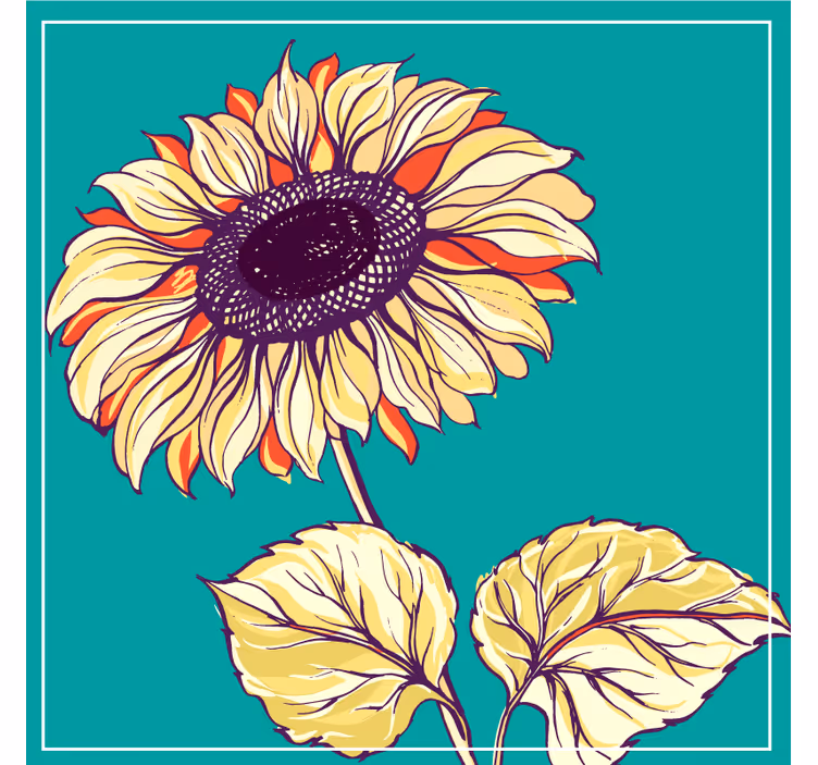 Øl coaster med livlig solsikkeillustration - TenStickers