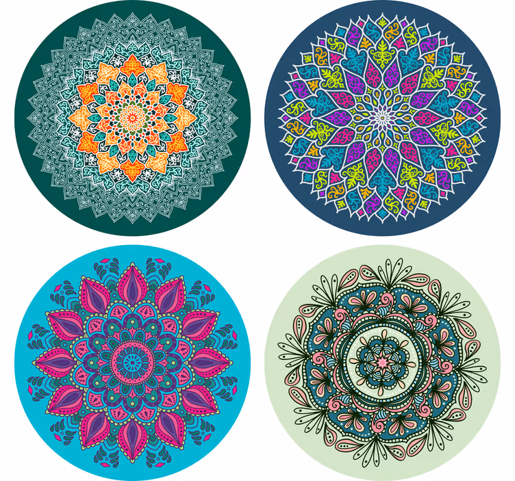 Farverige mandala fliserunderlag - TenStickers