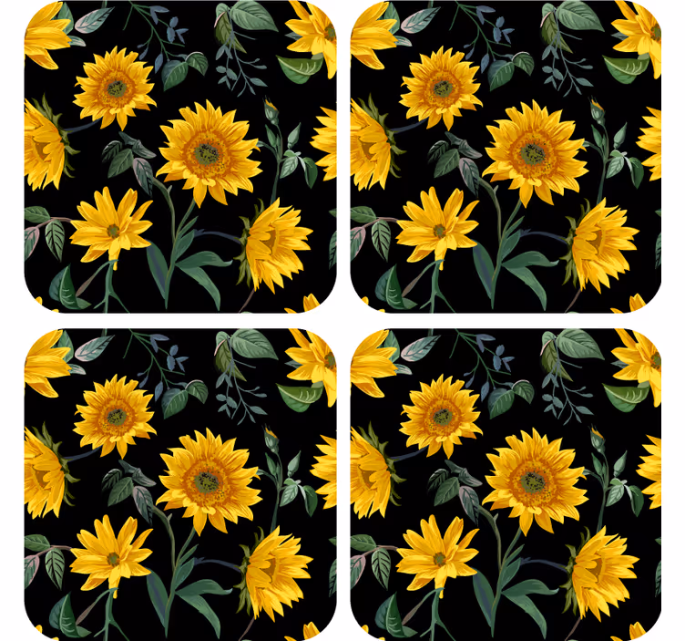 Moderne coaster med solsikke blomsterdesign - TenStickers