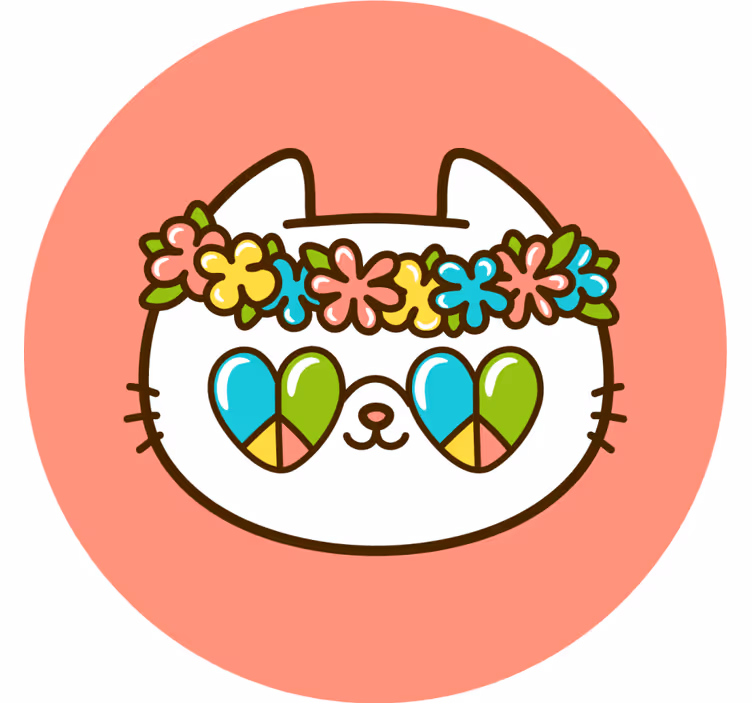 Skør coaster med blomsterkrone kat - TenStickers
