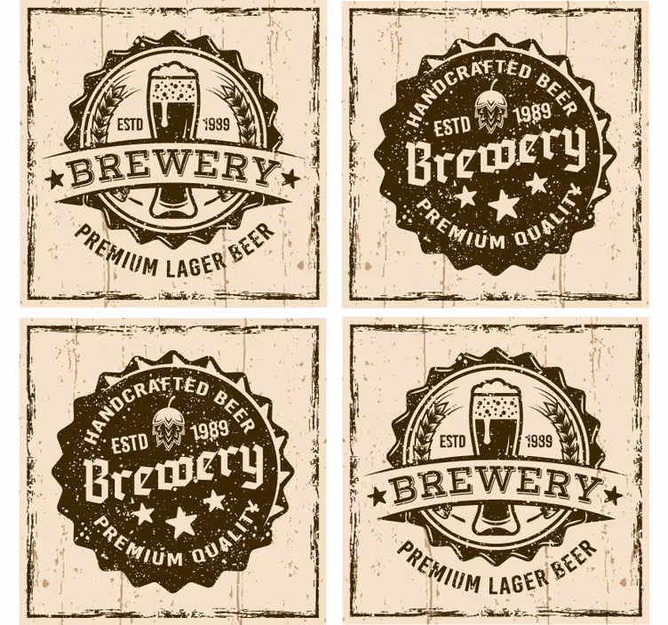 Øl coaster med vintage bryggeri badge design - TenStickers