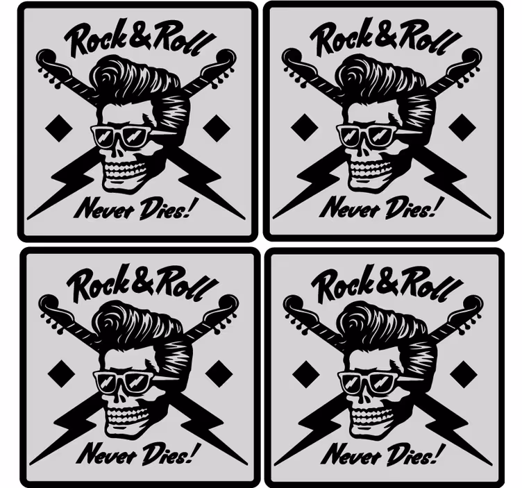 Skør coaster med kranium i solbriller og guitarer - TenStickers