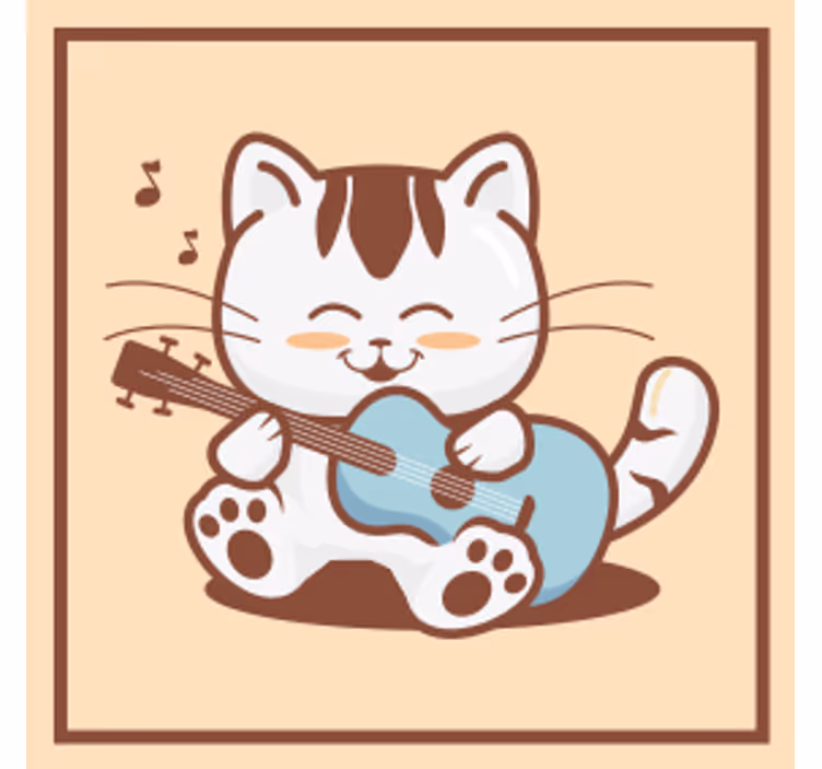 Skør coaster med legesyg kat der spiller guitar - TenStickers