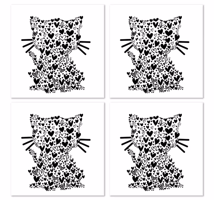 Kat hjerter moderne coaster - TenStickers