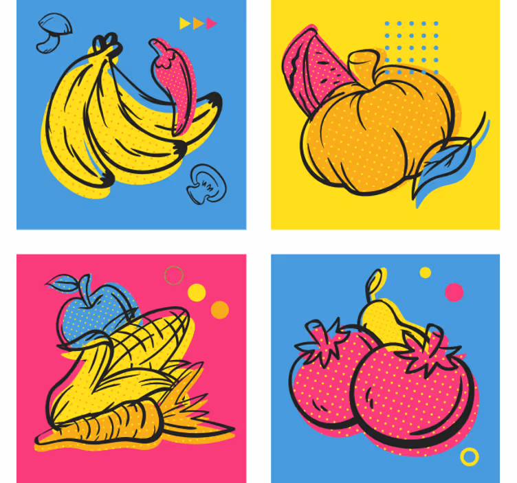 Moderne coaster med farverige frugtillustrationer - TenStickers