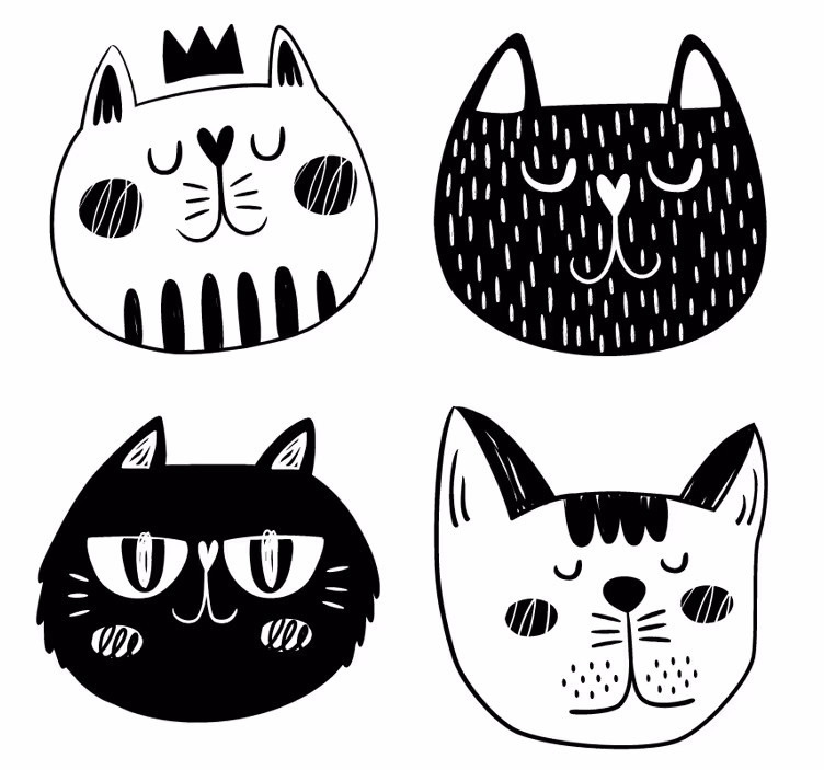 Skør coaster med legende katteillustrationer - TenStickers