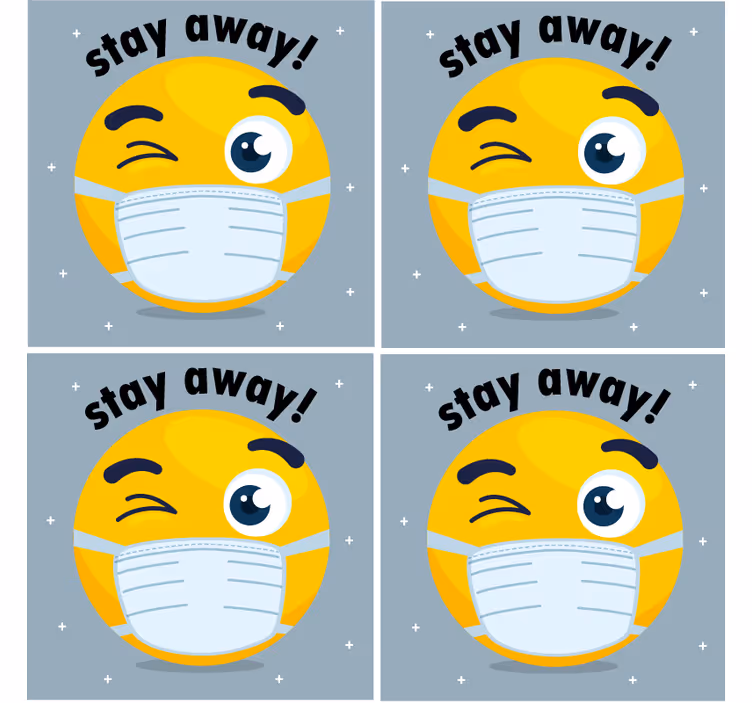 Coaster med blinkende emoji iført maske - TenStickers