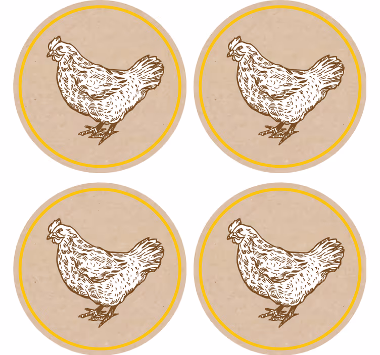 Vintage coaster med charmerende kyllingemotiv - TenStickers