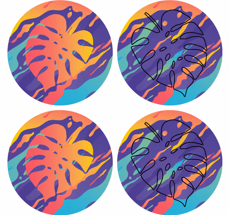 Coaster med farverige bladmotiver - TenStickers