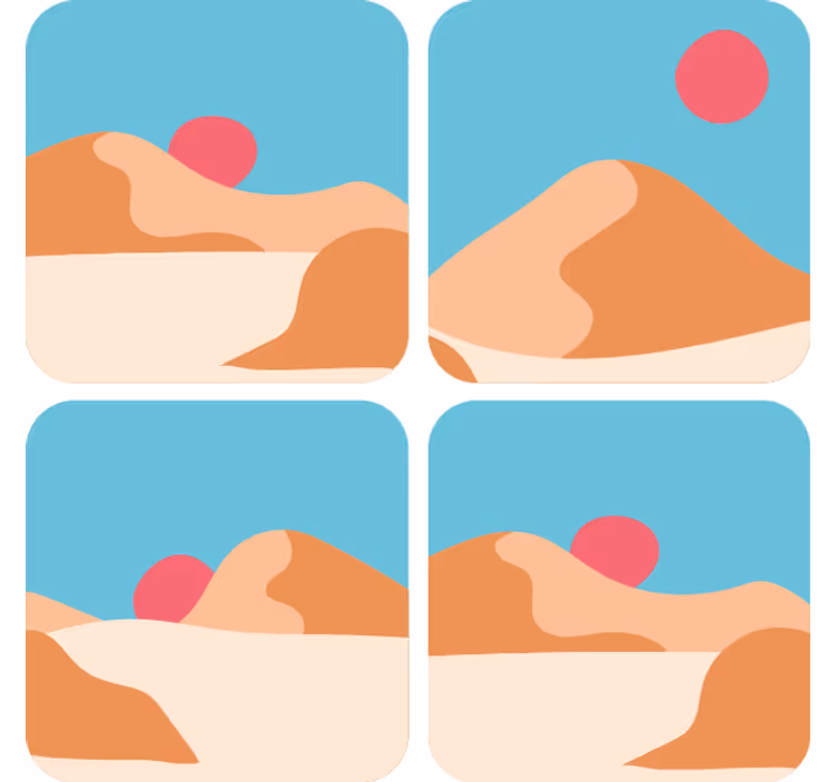 Moderne coaster i stiliseret ørkenlandskab - TenStickers