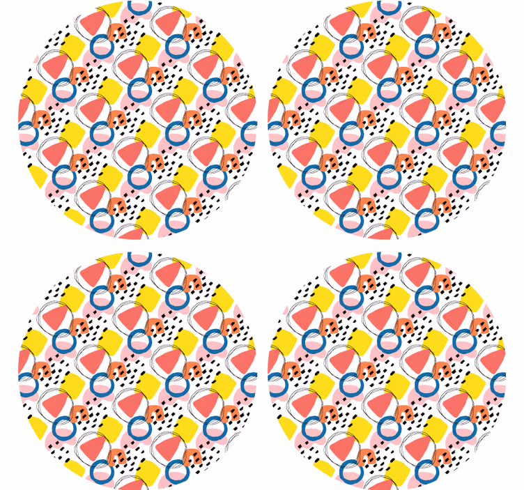 Skør coaster med farverige abstrakte former - TenStickers