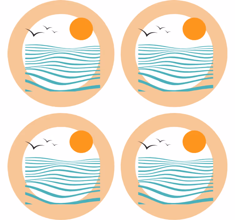 Moderne coaster bølge mønster solnedgang - TenStickers