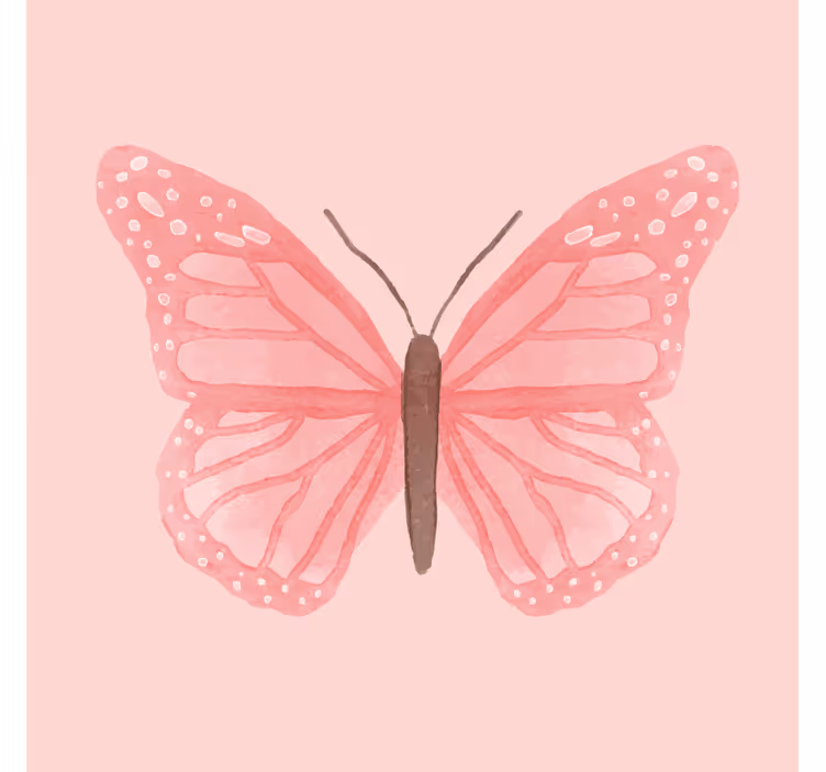 Vintage coaster med pink sommerfugleillustration - TenStickers