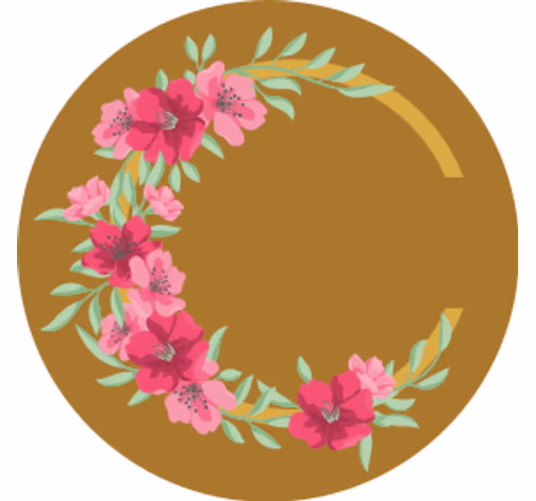 Elegant guld cirkel med blomst mere coaster - TenStickers
