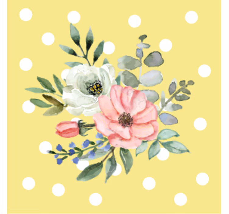 Moderne coaster med blomsterarrangement og prikker - TenStickers