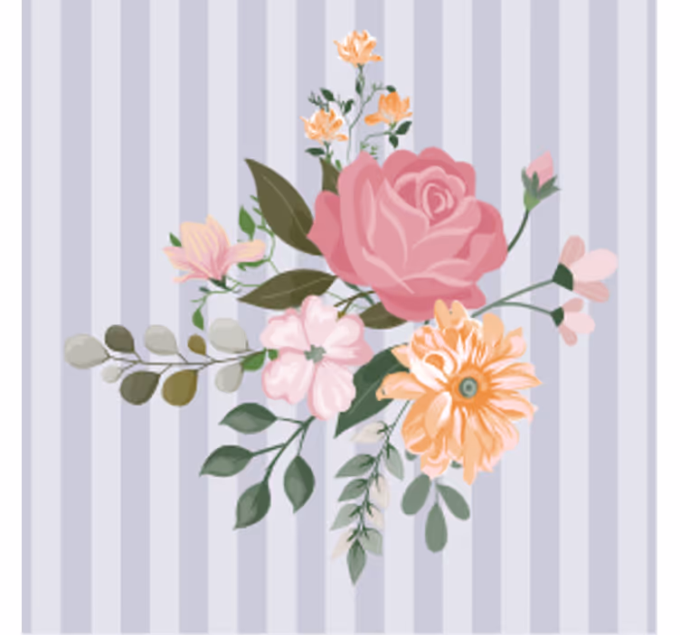 Øl coaster med blomsterarrangement striber - TenStickers