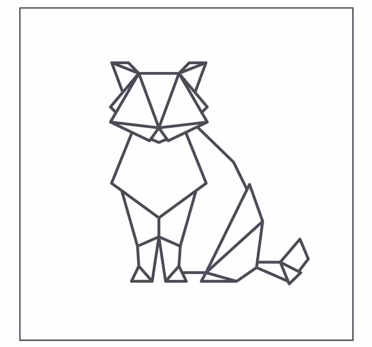 Origami kat moderne vinyl coaster - TenStickers