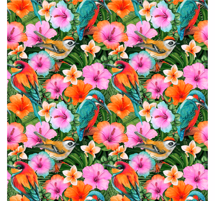 Moderne coaster med tropiske fugle og blomster - TenStickers