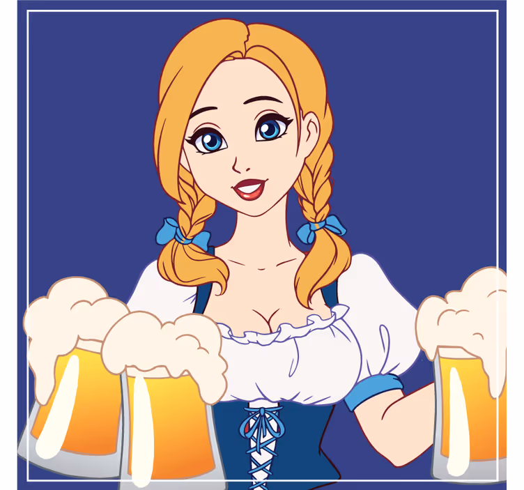 Øl coaster med glad bartender illustration - TenStickers