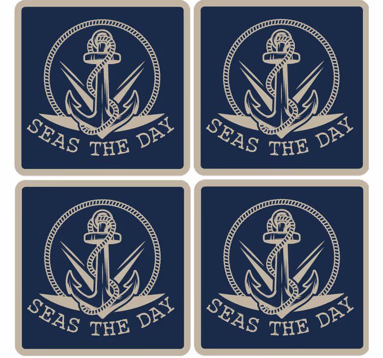 Blå anker design personaliserede coastere - TenStickers