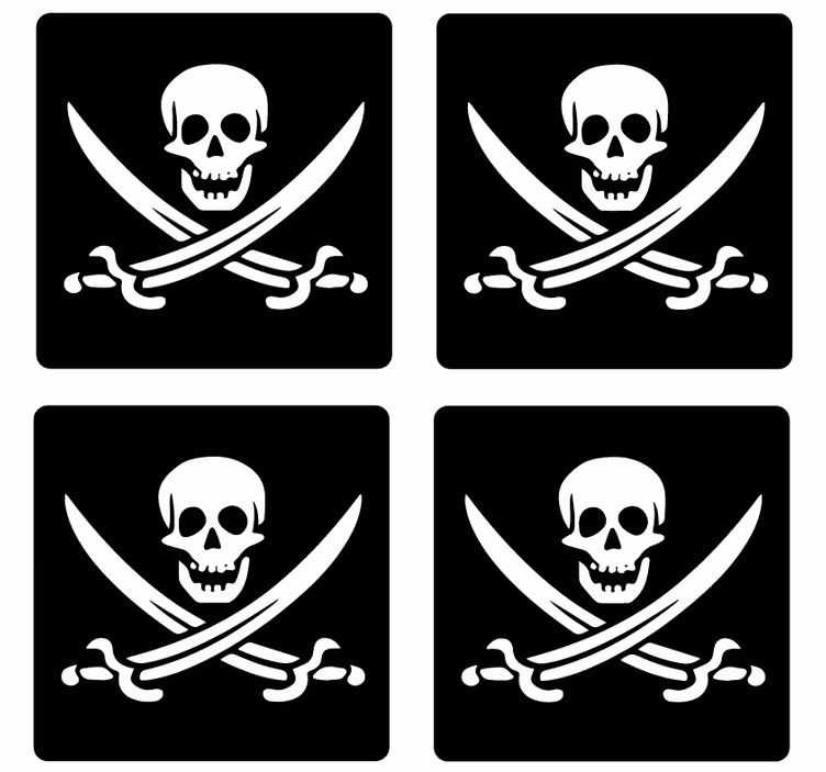 Pirat jolly roger geek coasters - TenStickers