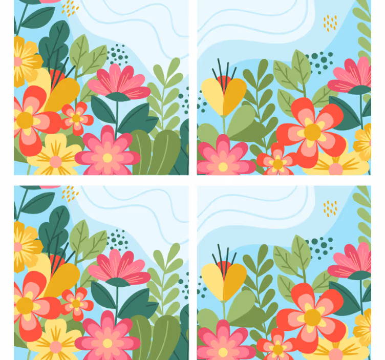 Moderne coaster livlig blomst komposition - TenStickers
