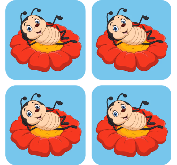 Skør coaster med glad insektkarakter - TenStickers