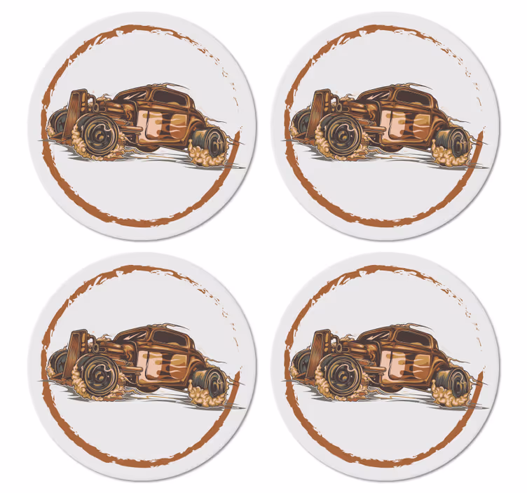Vintage coaster klassisk racerbil illustration - TenStickers