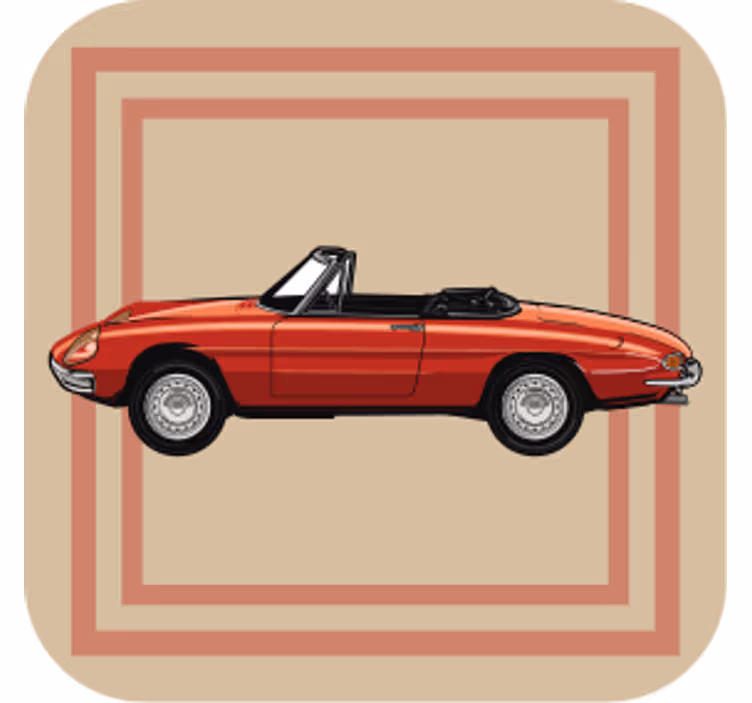 Cabriolet rød bil vintage coaster - TenStickers