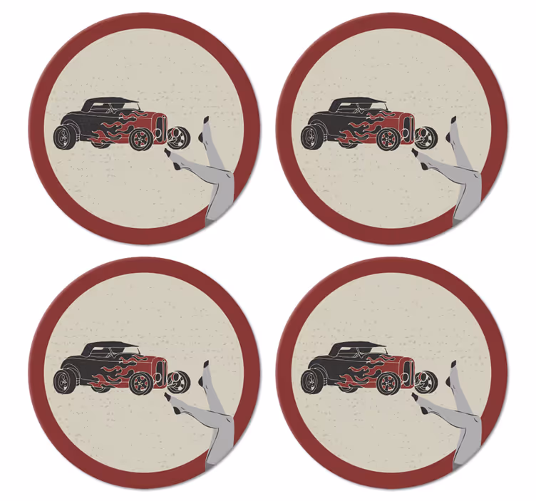 Vintage coaster flammende hot rod - TenStickers