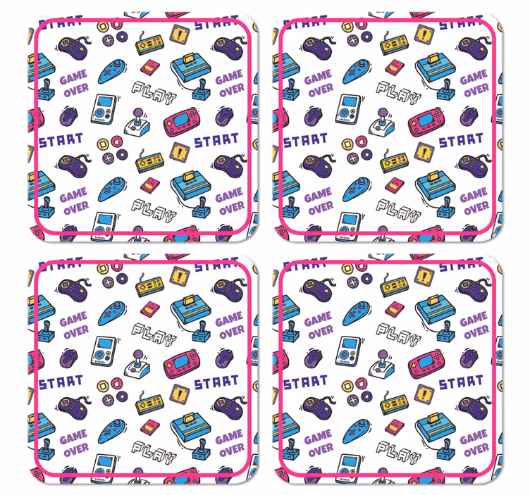 Retro spil over symboler nørde coasters - TenStickers