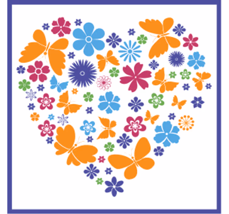 Moderne coaster med blomsterhjertearrangement - TenStickers