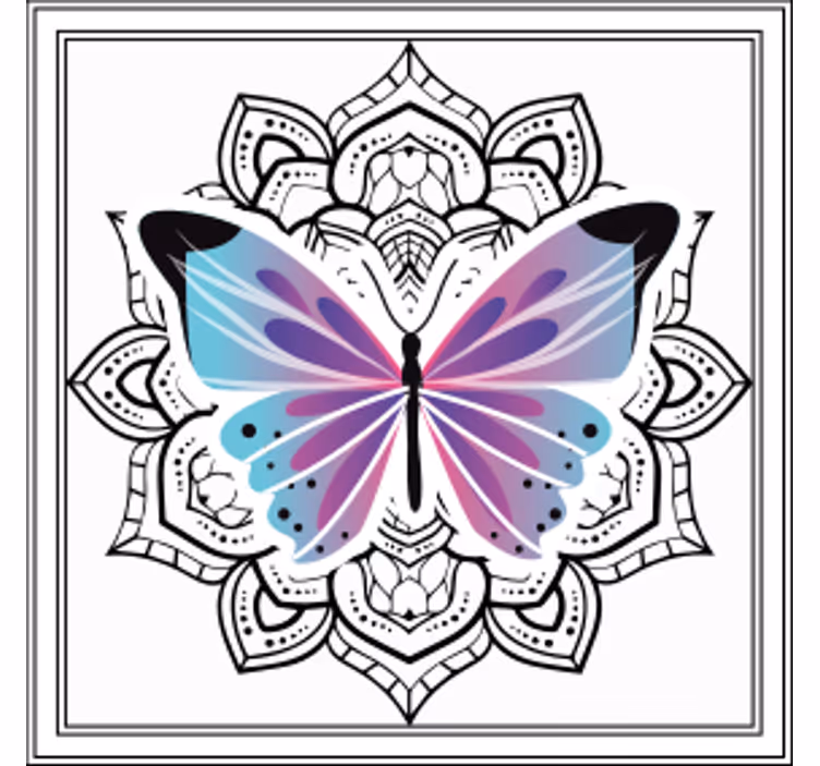 Coaster farverig sommerfugl mandala - TenStickers