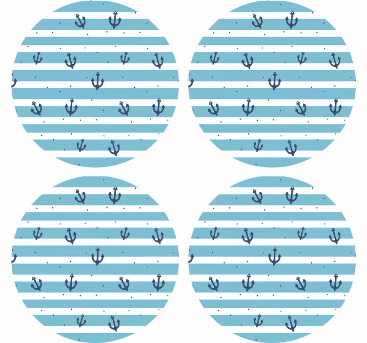 Øl coaster med nautisk stribet anker mønster - TenStickers