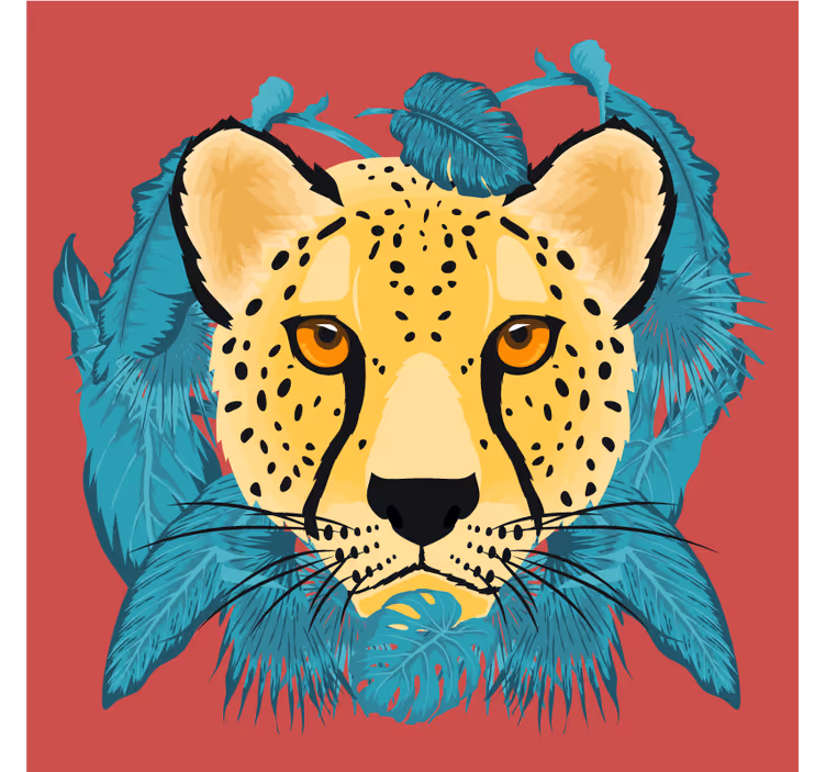 Skør coaster med stiliseret leopardillustration - TenStickers
