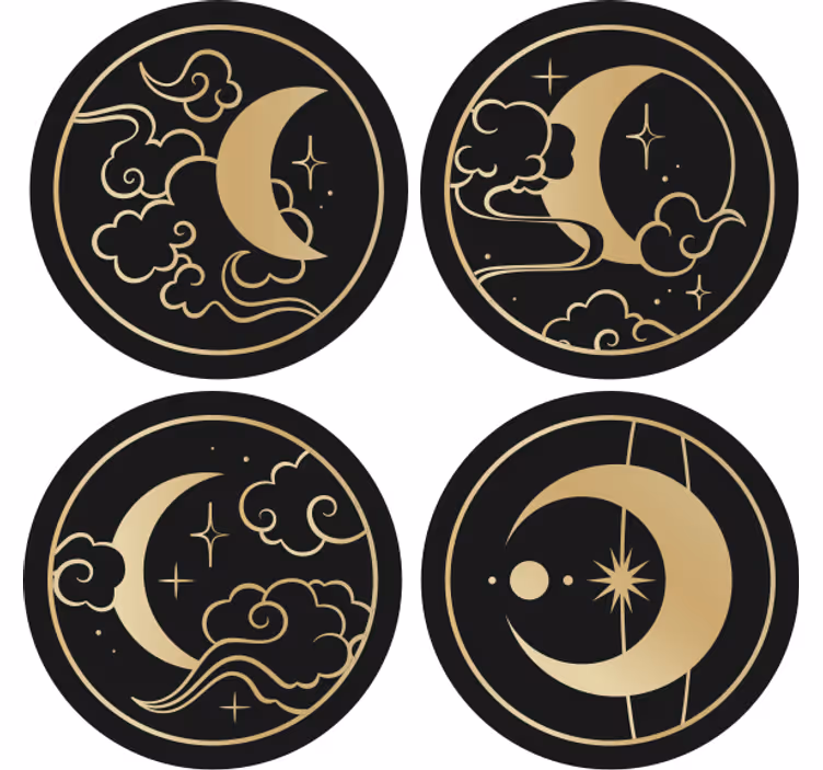 Japanske månecirkler vintage coaster - TenStickers