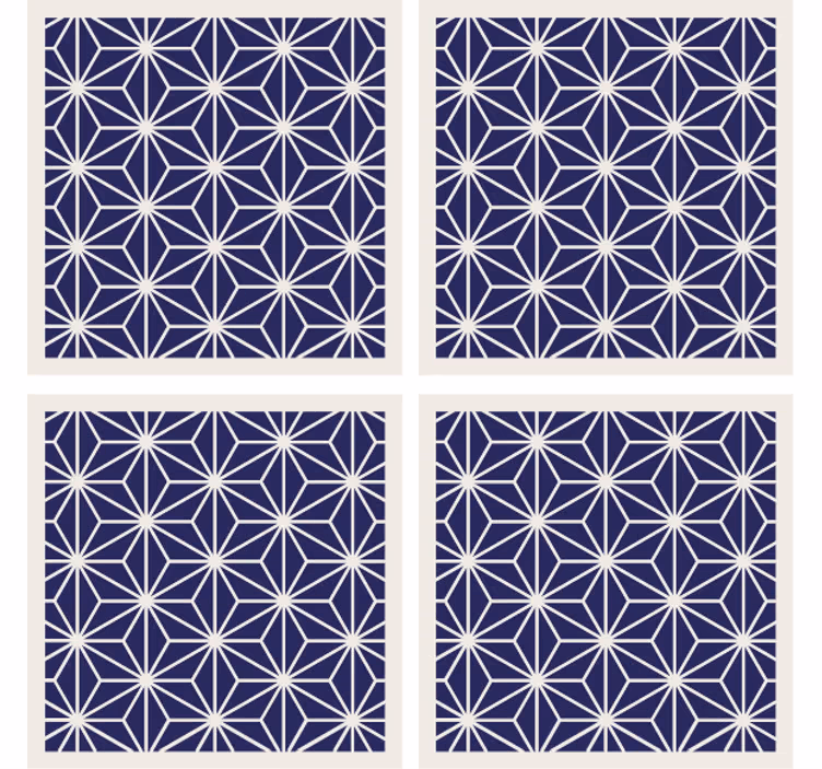 Blå japansk mønster vintage coaster - TenStickers
