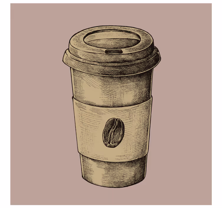 Vintage coaster med illustreret kaffekop - TenStickers