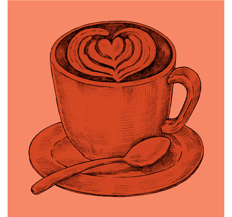 Vintage coaster med hjerte motiv kaffekop - TenStickers