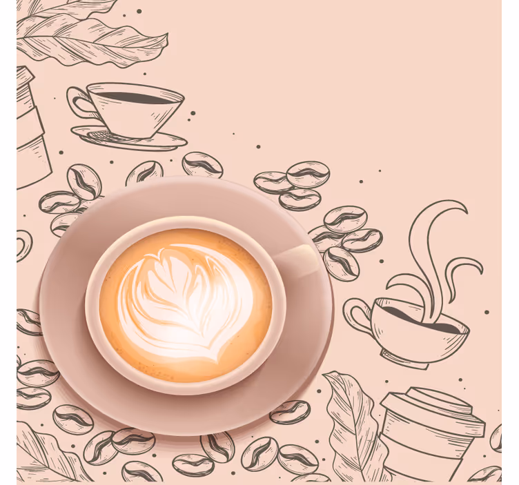 Moderne coaster med elegant kaffekop kunst - TenStickers