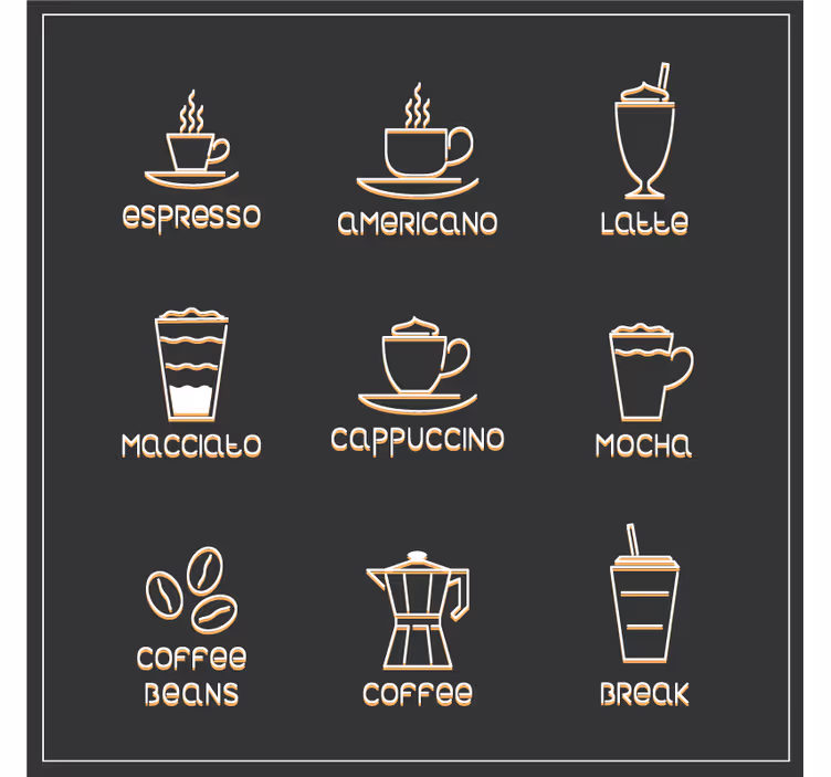 Fantastisk flere kaffe ikoner moderne coaster - TenStickers
