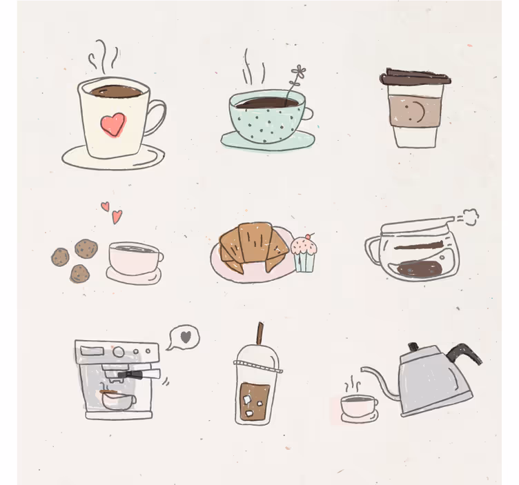Moderne coaster med drikkeillustration collage - TenStickers