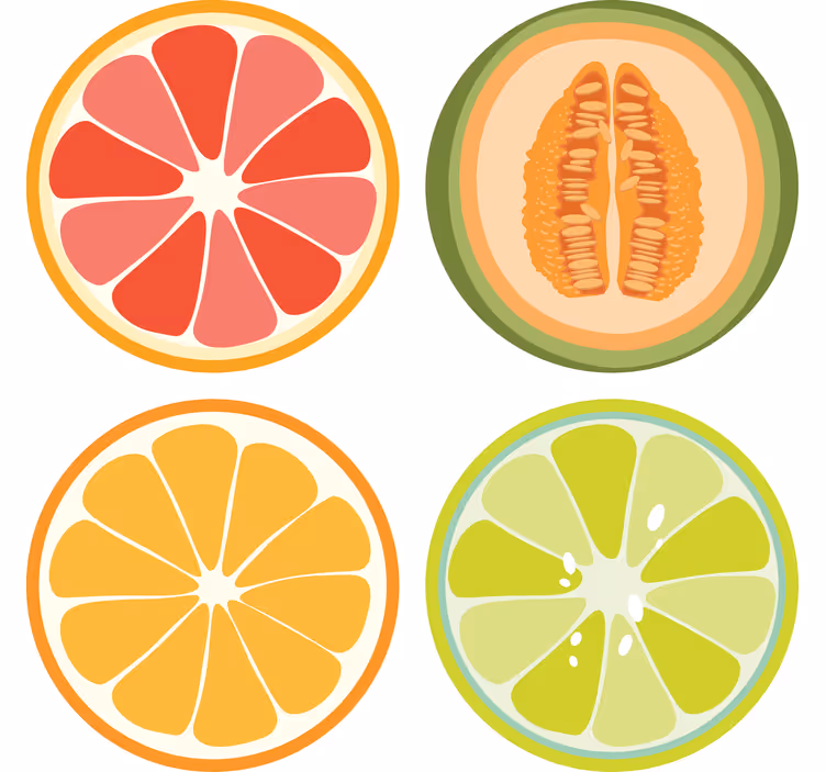 Skør coaster frugtskiver coasters - TenStickers