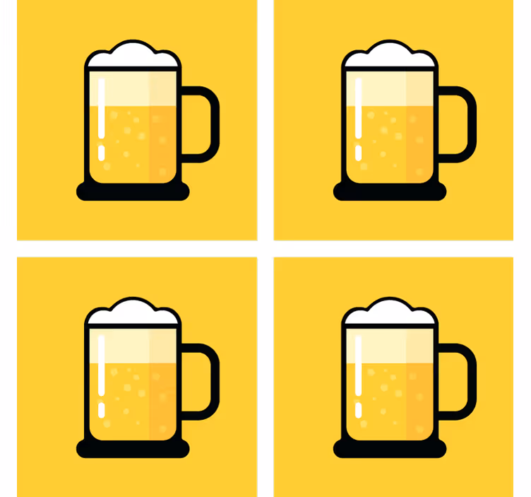 Øl coaster med illustration af gul ølmug - TenStickers